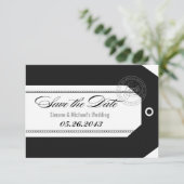 bagagelabel Sla de datums in zwart-wit op Save The Date (Staand voorkant)