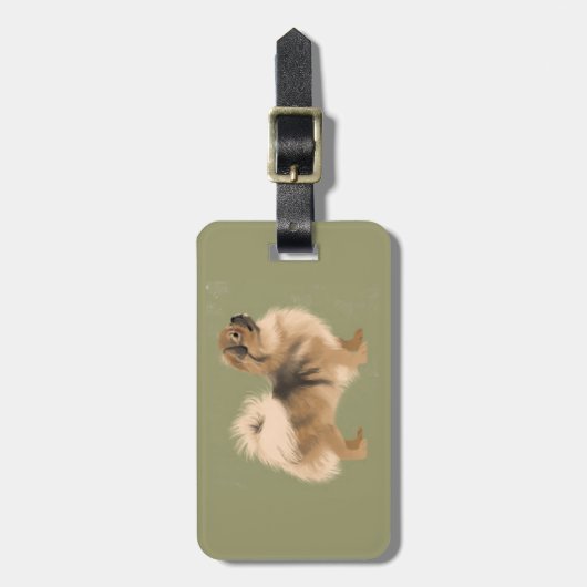 Bagagelabel Tibetaans Spanjaard (Donker Sable) (Voorkant verticaal)