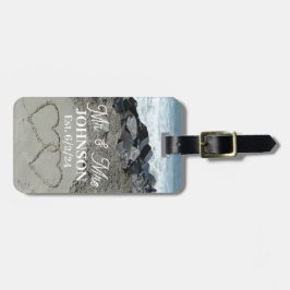 Bagagelabel - Twee harten in het zand