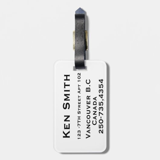 bagagelabel van Canada (Achterkant verticaal)