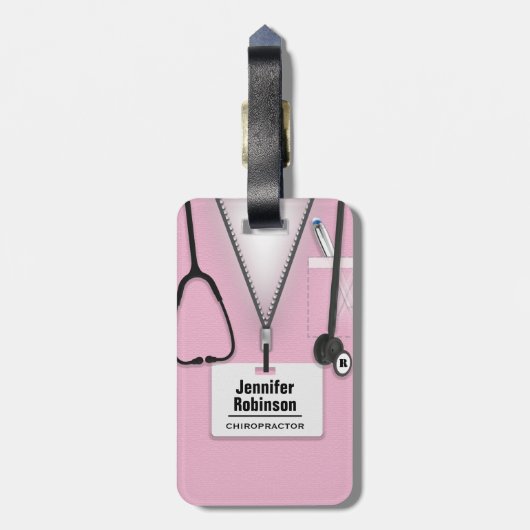 Bagagelabel van chiropractor (Achterkant verticaal)