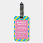 Bagagelabel van de gepersonaliseerde stripte gumba (Achterkant verticaal)