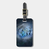 Bagagelabel van de leeuwenkap met lederen riem (Voorkant verticaal)