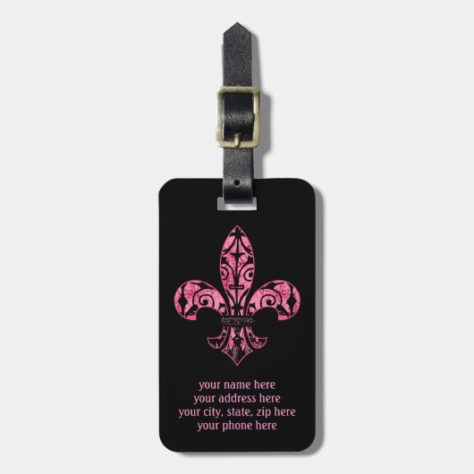 Bagagelabel van de lis roze (Voorkant verticaal)