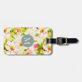 Bagagelabel van het Florence Rozen Peonies Monogr (Voorkant horizontaal)