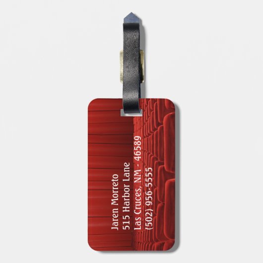 Bagagelabel van het Red Curtain Theater Monogram (Achterkant verticaal)
