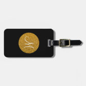 Bagagelabel van mousserende monogram met lederriem (Voorkant horizontaal)