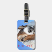 Bagagelabel van oude geiten met lederriem (Voorkant verticaal)