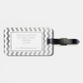 Bagagelabel van Silver en White Chevron (Achterkant horizontaal)