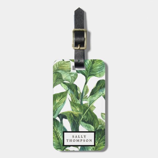 bagagelabel van tropische palmbladeren (Voorkant verticaal)