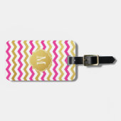 Bagagelabel voor gouden en roze Chevron (Voorkant horizontaal)