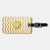 Bagagelabel voor gouden en witte Chevron Monogram (Voorkant horizontaal)