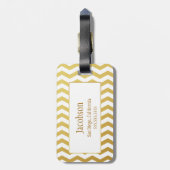 Bagagelabel voor gouden en witte Chevron Monogram (Achterkant verticaal)