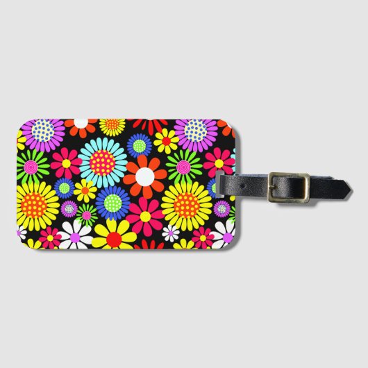 Bagagelabel voor retro spring hippie flower power (Voorkant (horizontaal))