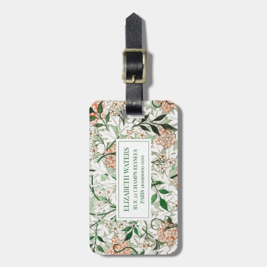 BAGAGELABEL : WILLIAM MORRIS : JASMINE (Voorkant verticaal)