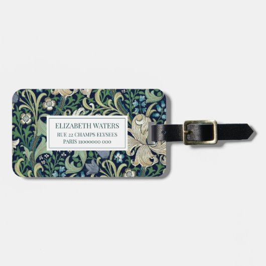 BAGAGELABEL : WILLIAM MORRIS : PLATTELAND (Voorkant horizontaal)