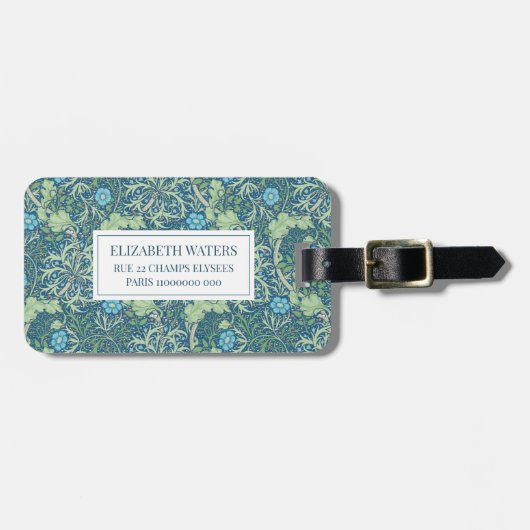 BAGAGELABEL : WILLIAM MORRIS : SEAWEES (Voorkant horizontaal)