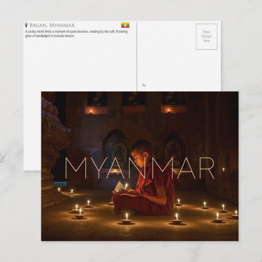 Bagan, Myanmar Reisansichtskarte Briefkaart (Voorkant / Achterkant)