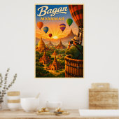 Bagan Myanmar - Vintage Travel Poster (Keuken)