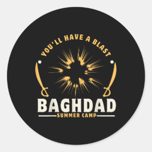 Bagdad Zomerkamp VS Veteranen Irak Militaire Oorlo Ronde Sticker