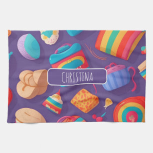 Bagel Kleurrijk Gepersonaliseerd Patroon Theedoek
