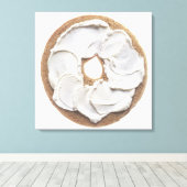 Bagel met Cream Cheese Canvas Afdruk (Insitu (Houten vloer))