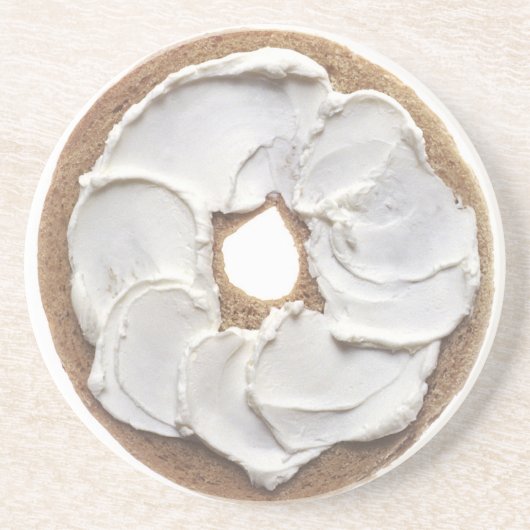 Bagel met Cream Cheese Zandsteen Onderzetter (Voorkant)