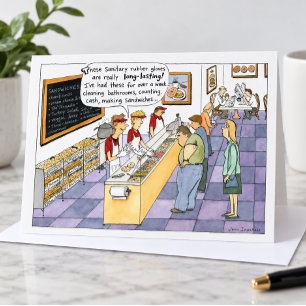 Bagel Winkel Grappige Walgelijke Cartoon Denkend a Kaart