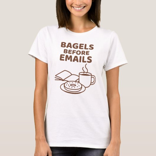 Bagels voor e-mails Grappige lijnkunst T-shirt (Voorkant)