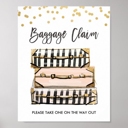 Baggage Claim Sign Reis douche Miss to Mrs Favor Poster (Voorkant)
