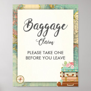 Baggage Claim Sign Reis douche Miss to Mrs Favor Poster