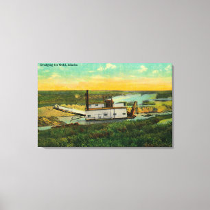 Baggerspecie voor de goudwinning in AlaskaState Canvas Afdruk