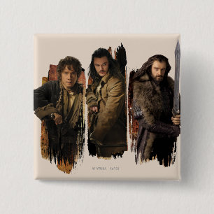 BAGGINS™, BARD THE BOWMAN™ EN THORIN OAKENSHIE VIERKANTE BUTTON 5,1 CM