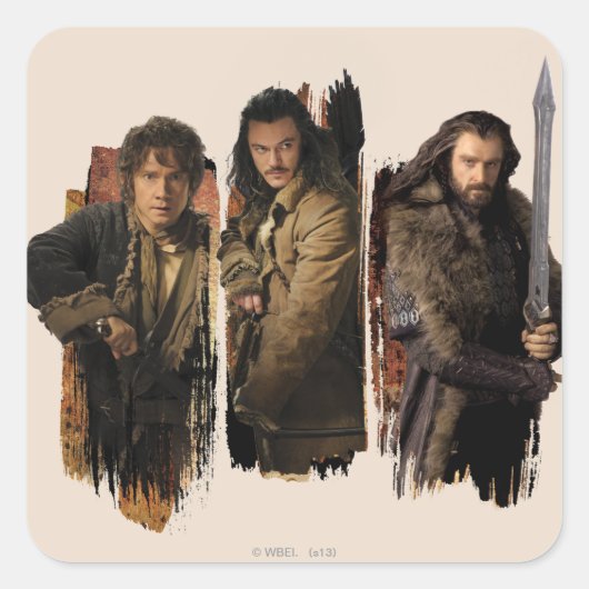 BAGGINS™, BARD THE BOWMAN™ EN THORIN OAKENSHIELD™ VIERKANTE STICKER (Voorkant)