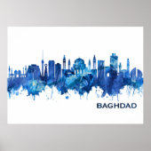 Baghdad Irak Skyline Blue Poster (Voorkant)