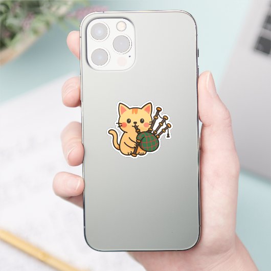 Bagpipe Cat Fun Design Sticker (Telefoon)