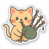 Bagpipe Cat Fun Design Sticker (Voorkant)