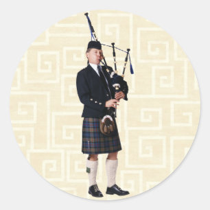 Bagpipe Musician Ronde Sticker