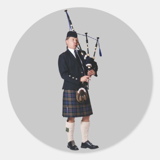 Bagpipe Musician Ronde Sticker (Voorkant)