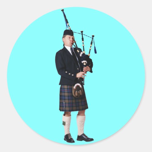 Bagpipe Musicus Ronde Sticker (Voorkant)