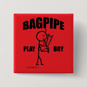 Bagpipe Play Boy Vierkante Button 5,1 Cm