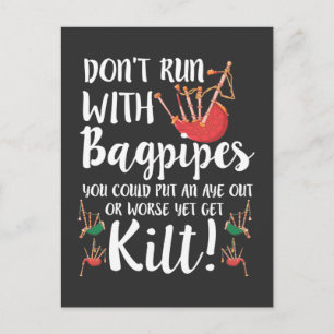 Bagpipe Quote Kilt Music Scotland Bagpiping Humor Briefkaart