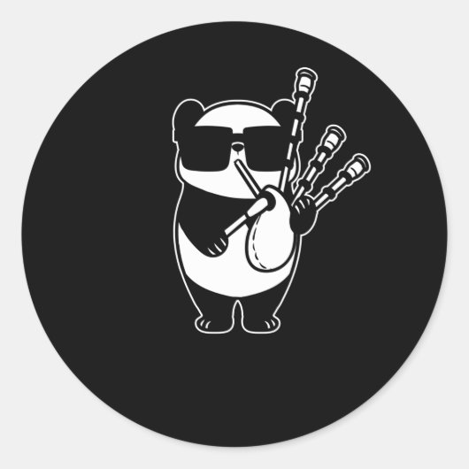Bagpipe Scotland Panda with Bag Pipes Ronde Sticker (Voorkant)