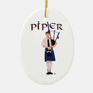 Bagpiper - Blue Kilt Keramisch Ornament