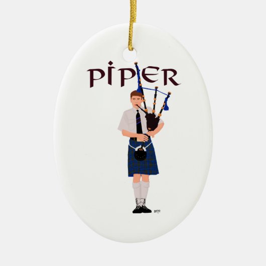 Bagpiper - Blue Kilt Keramisch Ornament (Voorkant)