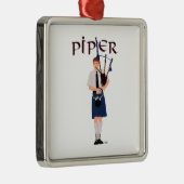 Bagpiper - Blue Kilt Metalen Ornament (Rechts)