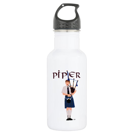 Bagpiper - Blue Kilt Waterfles (Voorkant)