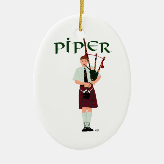 Bagpiper - Red Kilt Keramisch Ornament (Voorkant)