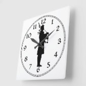 Bagpiper Silhouette Vierkante Klok (Hoek)
