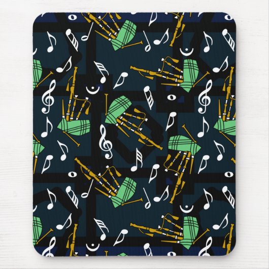 Bagpipes Music Note Pattern Muismat (Voorkant)